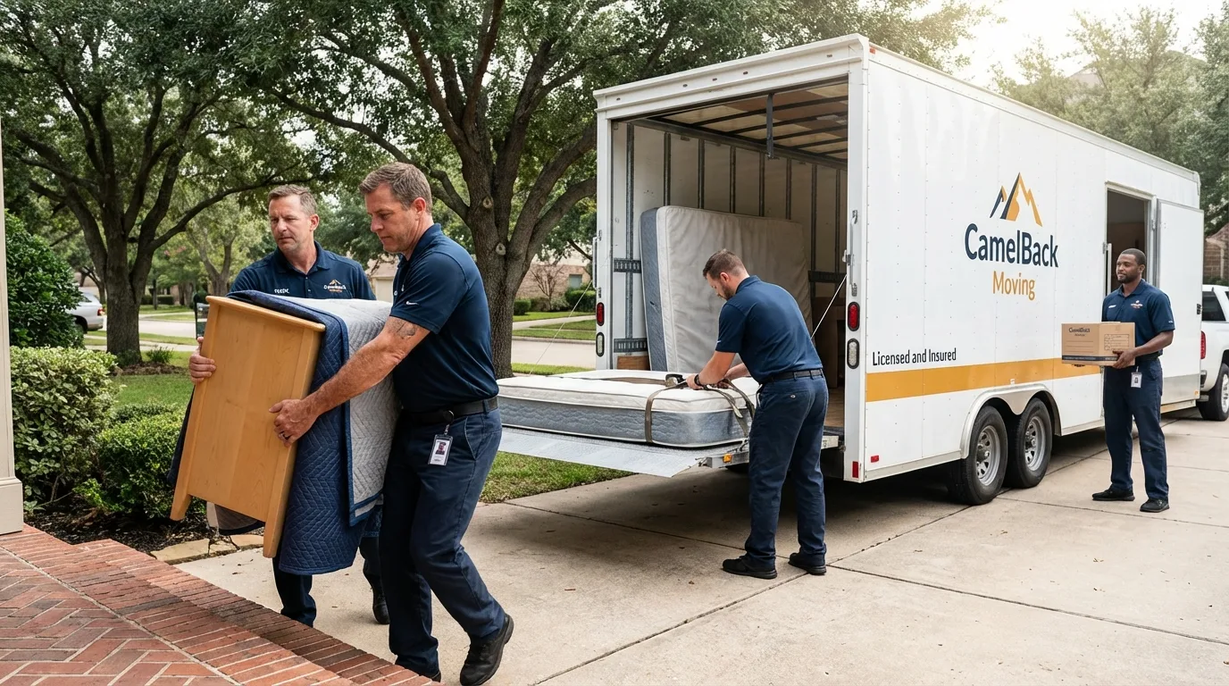 Crew loading residential truck for cross-state move from Etowah, TN