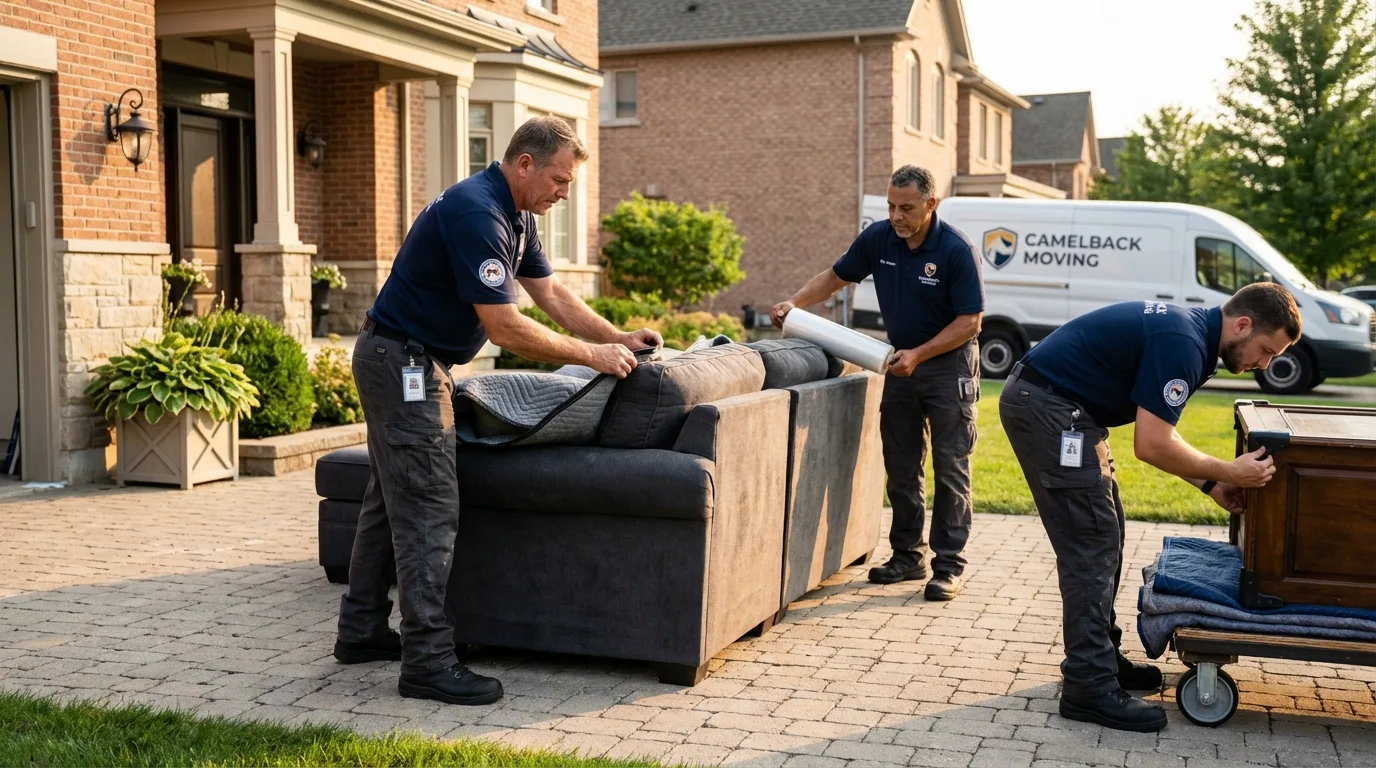 Large estate moving crew wrapping furniture in Etowah, TN
